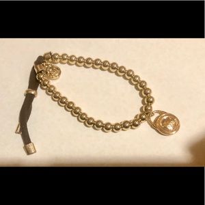 MK DESIGNER GOLD LOGO PADLOCK BEAD LEATHER STRETCH